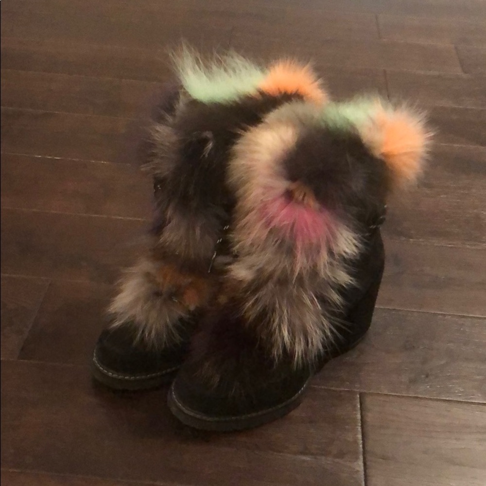 Stuart Weitzman fur trim Yukon boot.
